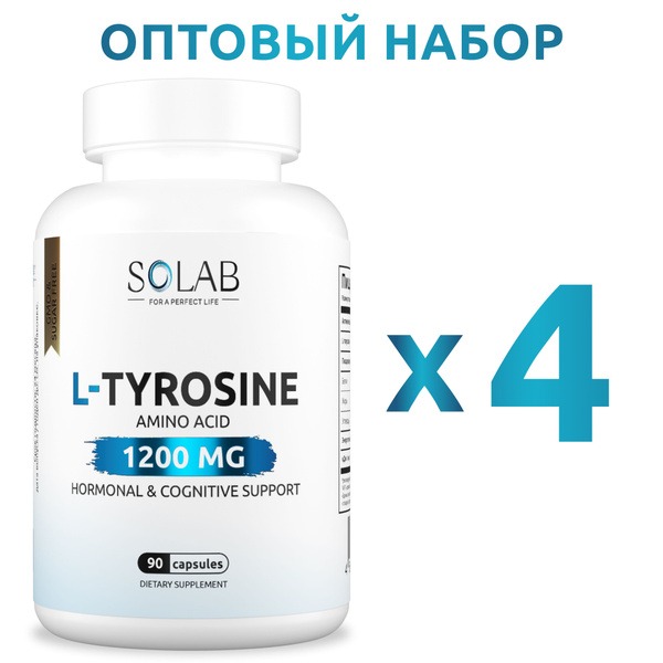 L-Tyrosine 1200mg: 90 Capsules (4-Pack)