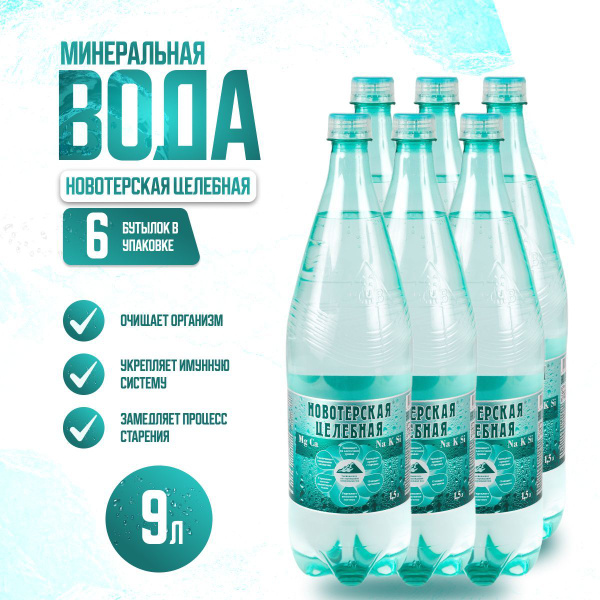 Novoterskaya Sparkling Mineral Water (9L, 6 Pack)