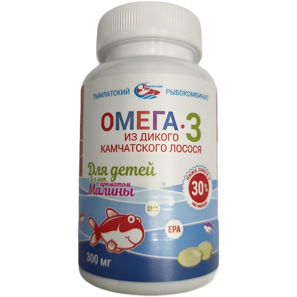 Kids' Wild Alaskan Salmon Omega-3 - 300mg, 250 Capsules, Raspberry Flavor