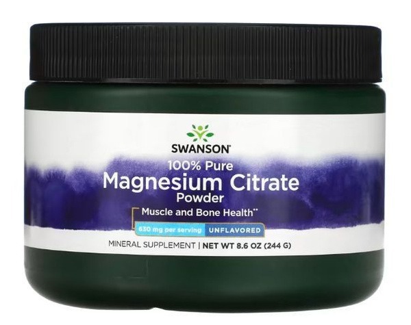 Swanson Magnesium Citrate Powder: Stress, Sleep & Anxiety Relief (630mg, 244g)