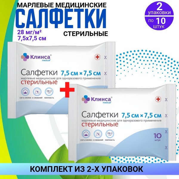 Sterile Medical Wipes 7.5x7.5cm (20 Count) - Double Pack