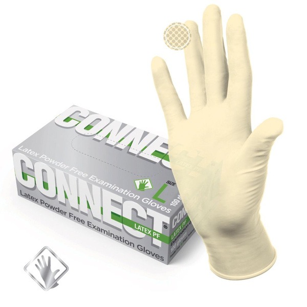 CONNECT Latex Exam Gloves, Size L (Large), 100 Count (50 Pairs)