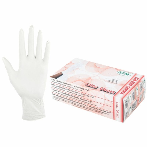 Latex Exam Gloves - SFM Grip-Surface (Germany) - 90 Count (XL)