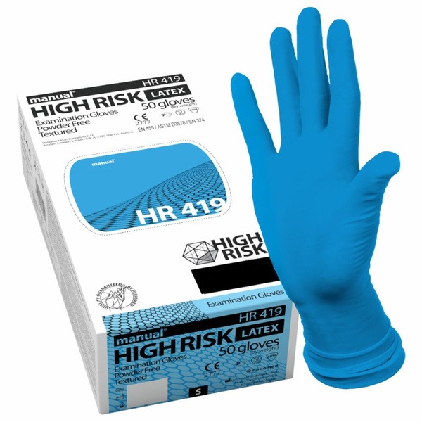 Latex Examination Gloves, High Risk, HR419 (50 Count, Size M) - Austria