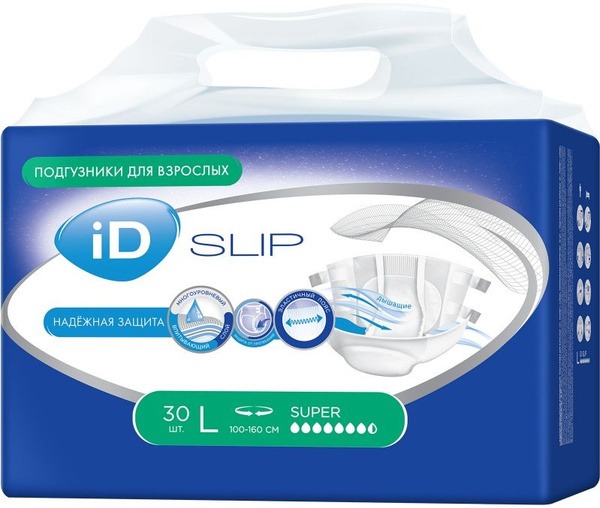 iD SLIP Adult Diapers, Size Large, 30 Count