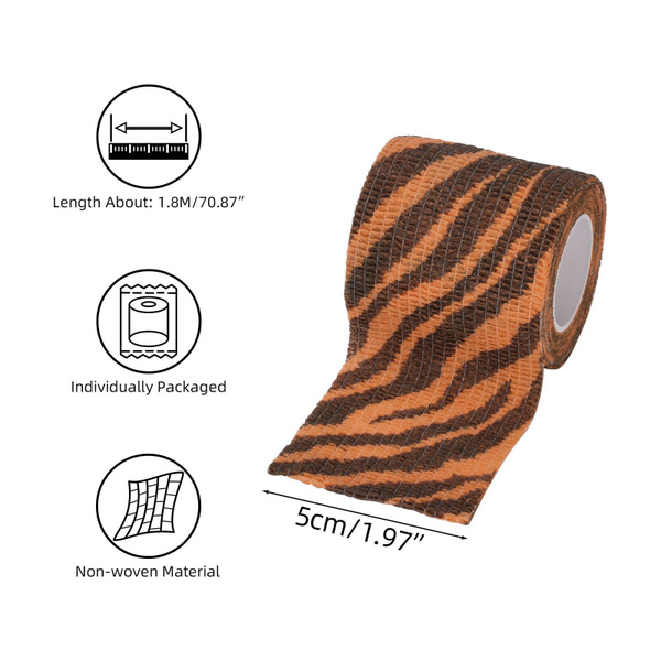 Tiger Print Tattoo Bandages: 5cm x 1.8m Self-Adhesive Elastic Medical Tape (24 Pack)