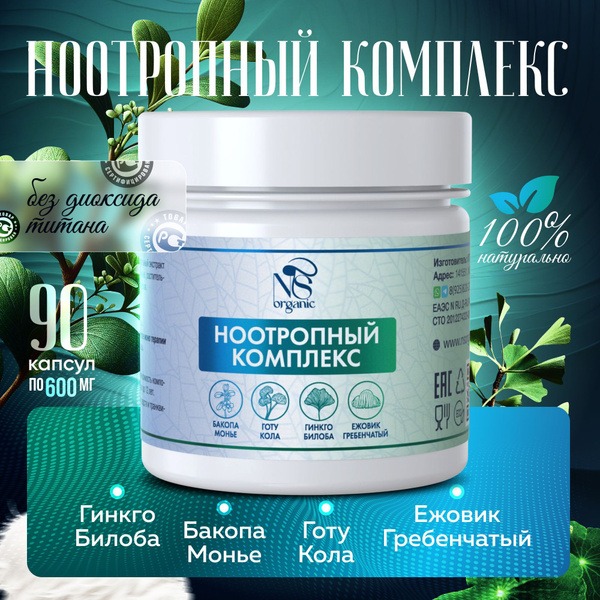 Lion's Mane, Ginkgo Biloba & Bacopa Monnieri Nootropic Supplement - 90 Capsules