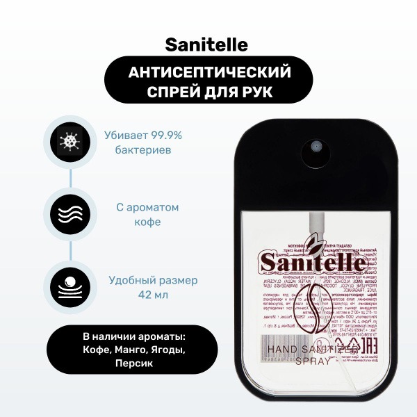 Sanitelle Coffee-Scented Hand Sanitizer Spray (42ml)