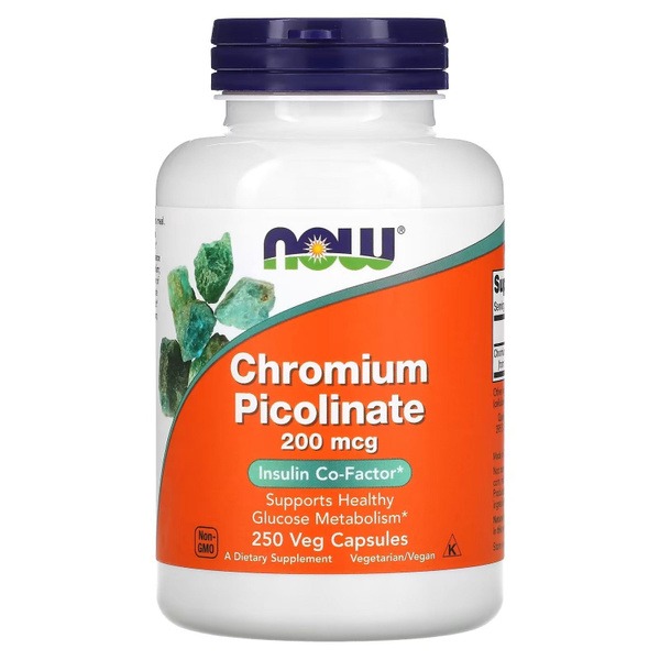 NOW Chromium Picolinate 250 Capsules: Supports Healthy Blood Sugar & Metabolism