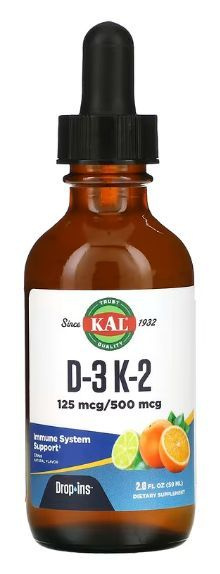 Vitamin D3 5000 IU + K2 75mcg Citrus - Bone & Heart Health Supplement
