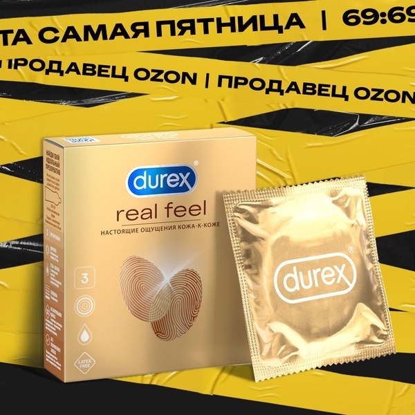 Durex Real Feel Non-Latex Condoms: Natural Feel, 3 Pack