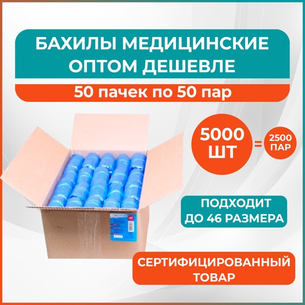 Bulk Medical Shoe Covers: 5000 Pcs (2500 Pairs), 1.8g/Pair, Blue