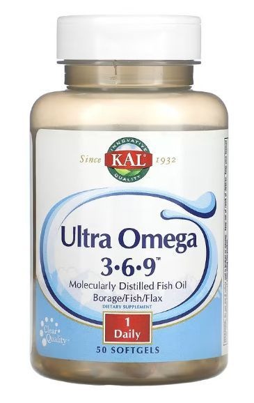 Omega-3-6-9 1200mg (50 Softgels): Brain, Nerve, Skin & Hair Support