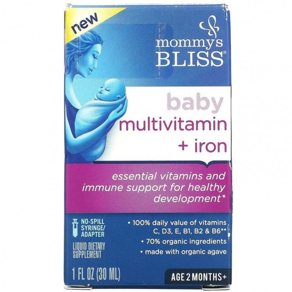Mommy's Bliss Multivitamin Gummies for Babies (2+ Months), Grape Flavor, 30ml