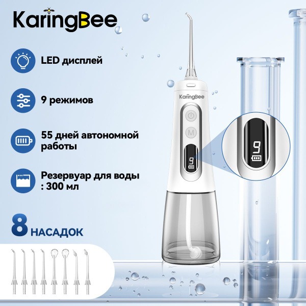 KaringBee 139 Plus Portable Oral Irrigator: 300ml Large Capacity, White