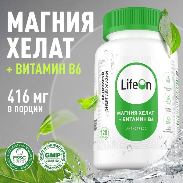 Vegan Magnesium Bisglycinate with Vitamin B6 - 120 Capsules