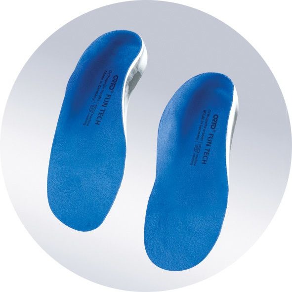 Kids' Orthotic Insoles with High Sides - Fun Tech (Sizes 39/40, Blue)