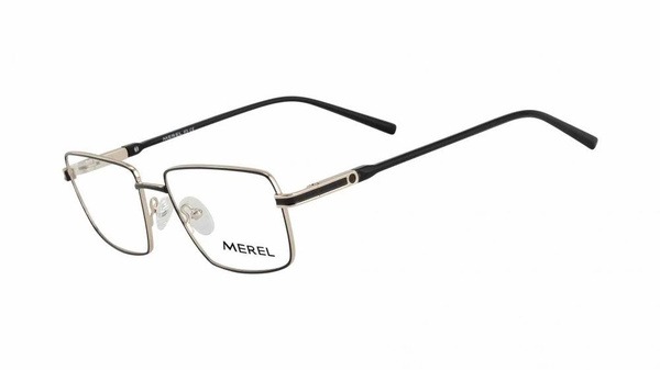 Men's Black Rectangle MEREL MR7256 C01 Eyeglass Frames