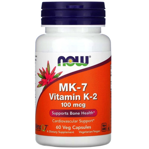 NOW MK-7 Vitamin K2 100mcg (60 Veggie Caps) - Immune, Bone, & Heart Support
