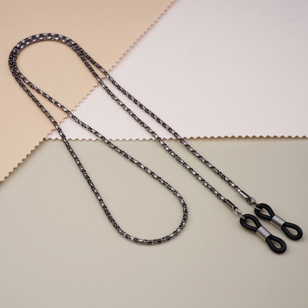 Black Metal Eyeglass Chain - Venetian Weave