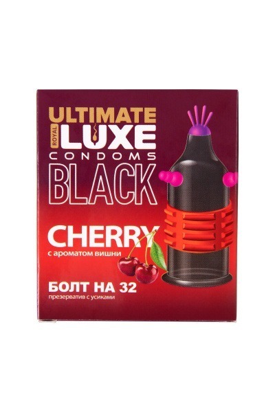 Bolt 32 Cherry Flavored Stimulating Condoms (Black) - 1 Count