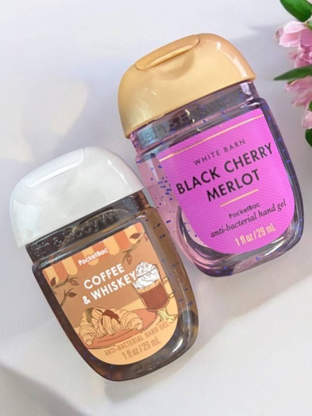 Bath & Body Works Hand Sanitizer Duo: Black Cherry Merlot & Coffee Whiskey (2x 29ml)