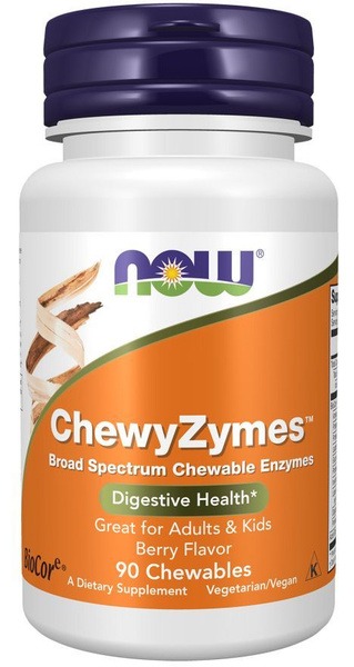 Now Chewyzymes: 90 Berry Chewable Tablets for Digestive Health & Gut Microbiome Balance