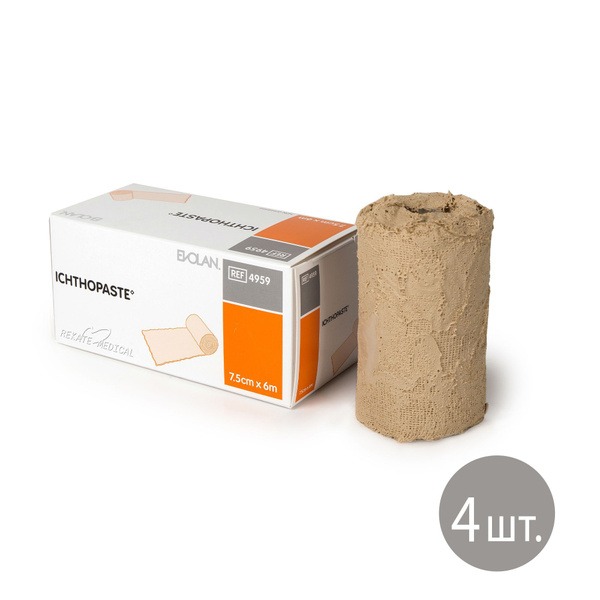 Zinc Oxide & Ichthammol Impregnated Bandage - 7.5cm x 6m (4 Pack)