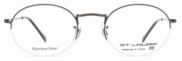 Grey Metal Oval Eyeglass Frames ST. LOUISE SRP4806 C02