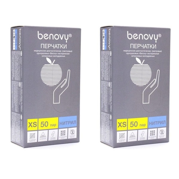 Benovy Blue Nitrile Gloves, XS, 200 Count (2 Boxes)