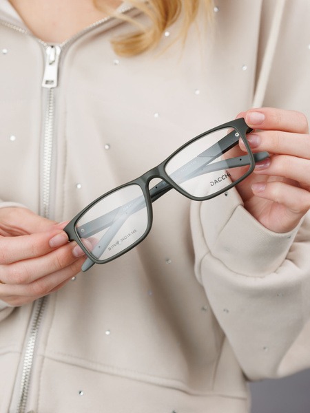 Matte Gray Rectangular Men's Dacchi Eyeglass Frames