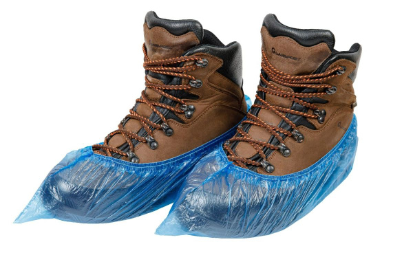 Blue Plastic Shoe Covers with Double Elastic - Heavy Duty (25µm, 3.3g) - Bulk Pack (3000 Pairs)
