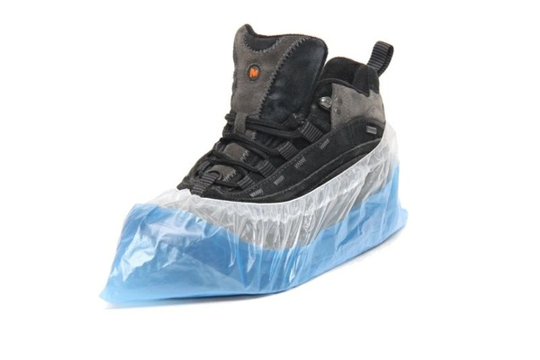Heavy-Duty Blue Plastic Shoe Covers with Double Elastic - 80 Micron, Bulk Pack (25 Pairs)
