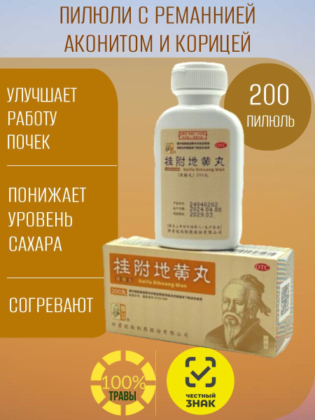 Gui Fu Di Huang Wan Kidney Pills (200 Count) - Golden Treasure Box, 5 Element Formula
