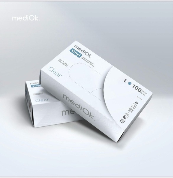 MediOK Vinyl Gloves, Powder-Free, Size L, 100 Count