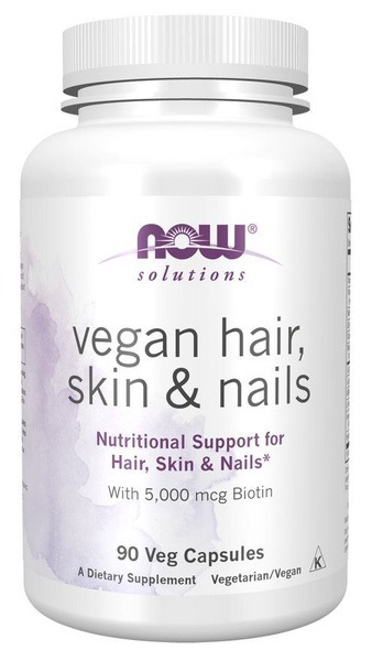 Now Vegan Hair, Skin & Nails: 90 Veggie Caps - Antioxidant & Collagen Support