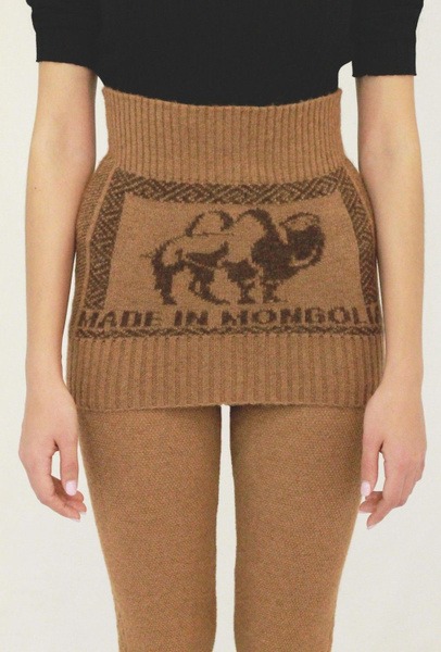 Hand-Knitted Camel Wool Belt from Mongolia