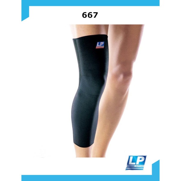 Long Knee Support with 4-Way Stretch - Black