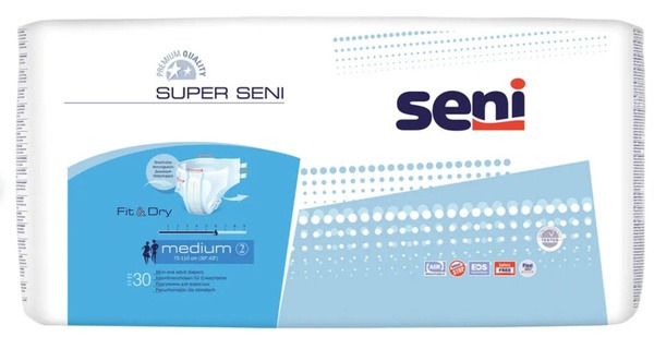 Seni Super Plus Medium Adult Diapers, 30 Count