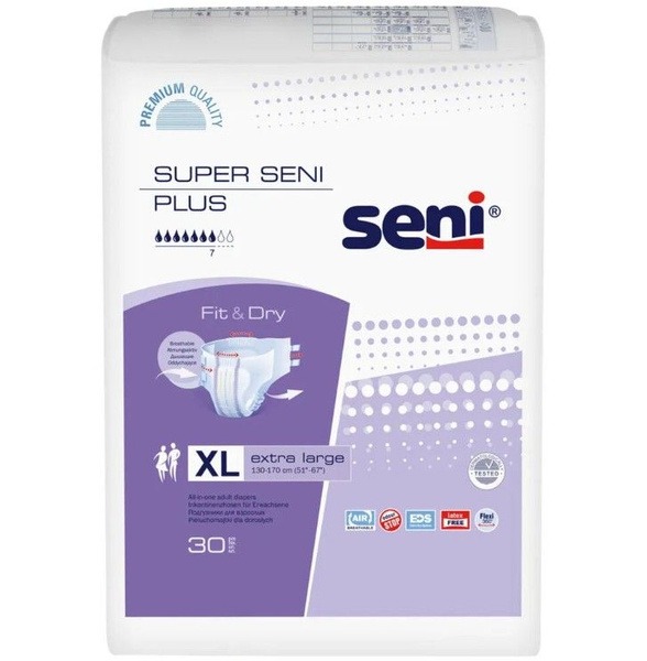 Seni Super Plus Extra Large Adult Diapers, 30 Count