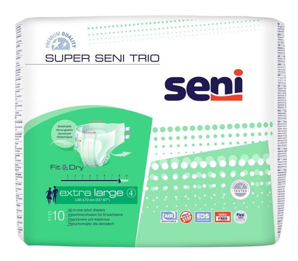 Seni Super Trio Extra Large Adult Diapers (10 Count)