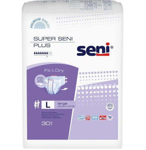 Seni Super Plus Large Adult Diapers, 30 Count
