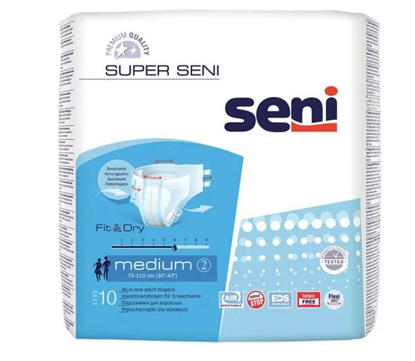 Seni Super Plus Medium Adult Diapers, 10 Count