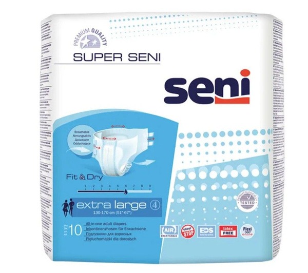 Seni Super Plus Large Adult Diapers, 10 Count