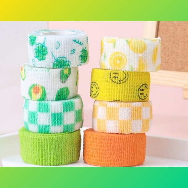 Self-Adhesive Bandages (8 Pack, 2.5cm x 4.5m, Assorted Colors)