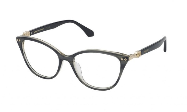 TWINSET VTW014 Eyeglass Frames: Striped Grey/Brown