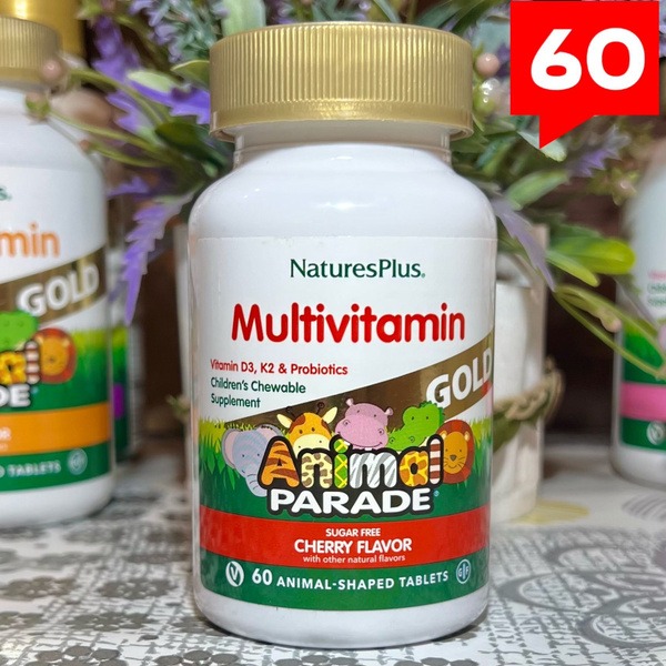 Nature's Plus Animal Parade Gold Children's Cherry Multivitamin Gummies (60 Count) - Exp 10/2026