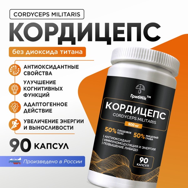 Cordyceps Militaris 90 Capsules 500mg - ГрибNik Supplement