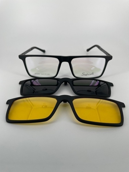 Santarelli ST2301 Magnetic Clip-On Sunglasses: Plastic Frame, 2 Lenses