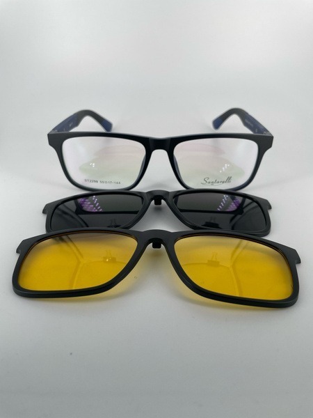 Santarelli ST2298 Magnetic Clip-On Sunglasses: Plastic Frame, 2 Lenses